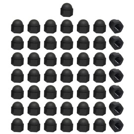 50 Pieces M8 Nylon Acorn Nut Plastic Bolt Nut Caps Inner Threaded Cap Nuts Hex Cap Nut Inner Threaded Protection Cover Acorn Dome Nuts Decorative Cap Nuts for Screws Bolts, Black
