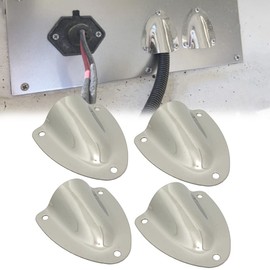 TuoP Marine Stainless Steel Midget Clam Shell Vent, Wire Cable Hole Ventilator Cover for Boat, Small Size : 1-5/8" x 1-3/4", Large Size: 2-1/4" x 2-3/16" Optional (L, 4 PCS)