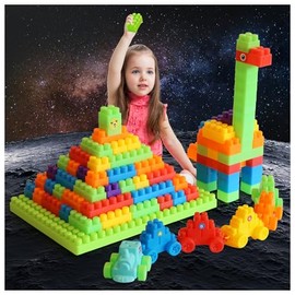 Bloques de construcción grandes de 177 piezas para niños pequeños a partir de 3 años, juego de ladrillos grandes con placa base, juguetes educativos S