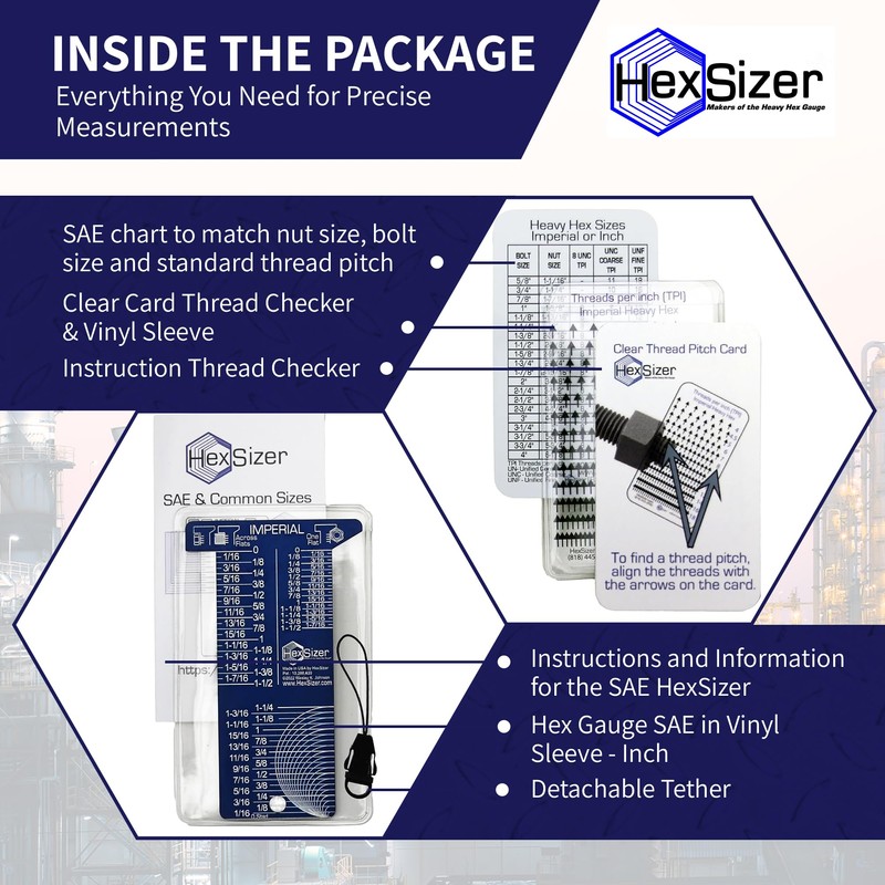 HexSizer - SAE Hex Nut and Bolt Size Gauge Tool