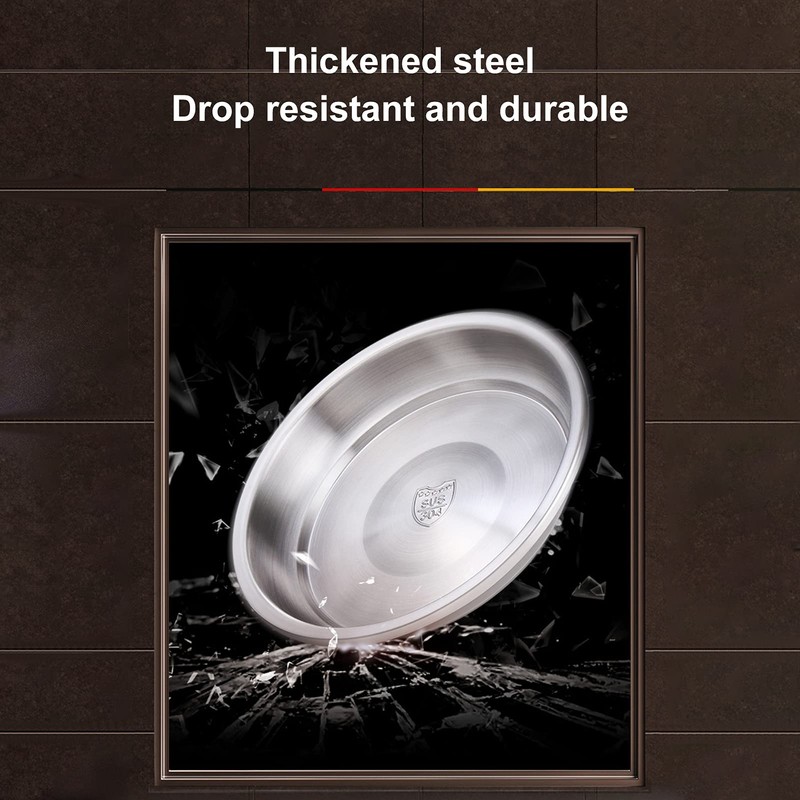 Stainless Steel Plate, Sturdy Kitchen Metal Plate Stackable for Kitchen