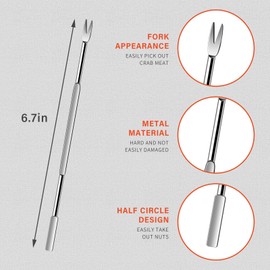 12Pcs Lobster Crackers and Picks Set, Stainless Steel Seafood Crackers, Crab Leg Cracker Set Tool for Eating Stake Support