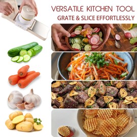 NACOLUS 6-Blade Mandoline Slicer with Slide-On Hand Guard - Vegetable Chopper, Potato/Onion/Garlic Slicer, Kitchen Grater(Multi-Color) (Beige, 6-in-1)