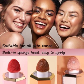 3PCS Liquid Contour & Highlighter & Blush Makeup Set, Long Lasting Smooth Lightweight Buildable Cream Blusher Highlighters Contouring Bronzer, Built-in Sponge Tip Face Makeup Set Gift