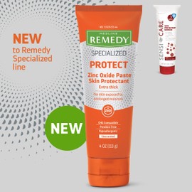 Medline Remedy Specialized Extra Thick Zinc Skin Paste (4 oz), Unscented, Micronized Zinc Oxide, Incontinence Cream, Diaper Rash, Barrier, Nourishing, Soothes Irritation, Wetness Protection