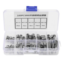 Helicoil Insert Set, Stainless Steel Thread Repair Insert Assortment M6 Heli-Coil Type Free Running Wire Thread Self-Tapping Thread Inserts for Car Repairs 100 Pieces