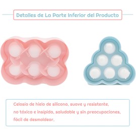 KADIGO Moldes para Paletas de Hielo, 6 Moldes de Helado en Forma de Animal, Molde de Silicona, Moldes de Paleta Mini con Base para Congelador, Caja de Paletas de Hielo Reutilizable (Rosa, Rectángulo)