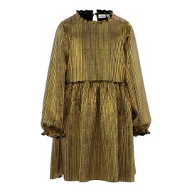 NAME IT Girls' Nkfritallica LS Dress Pb Dress, Gold colour