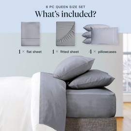 LuxClub 6 PC King Size Sheet Set Bamboo Sheets Deep Pockets 18" Eco Friendly Wrinkle Free Cooling Bed Sheets Machine Washable Hotel Bedding Silky Soft - Light Grey King