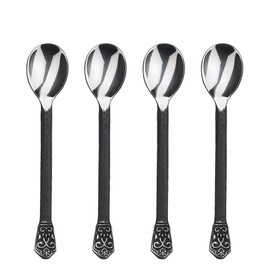 Gourmet Settings 4-Piece Mini Spoons Set, Avalon Collection Matte/Polished Small Stainless Steel Teaspoons, Demitasse Espresso Cutlery, Dishwasher Safe
