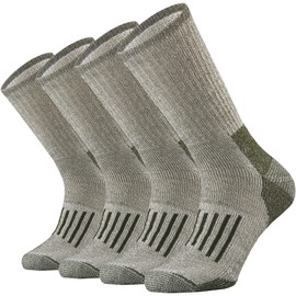 SOX TOWN Men's Merino Wool Moisture Wicking Outdoor Hiking Heavy Cushion Crew Socks(Green XL)