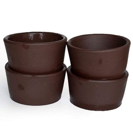 YXHUPOT 4pcs/Set Teacups Chinese Clay Zini Zisha Cup Kung Fu Tea (Dark Brown)