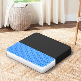 ADERI Gel Memory Foam Seat Cushion, Dual-Layer Chair Cushion for Long-Last Support & Breathability, Office Chair Cushion with Portable Handle, Non-Slip Seat Cushions for Office Chairs, Car, Home