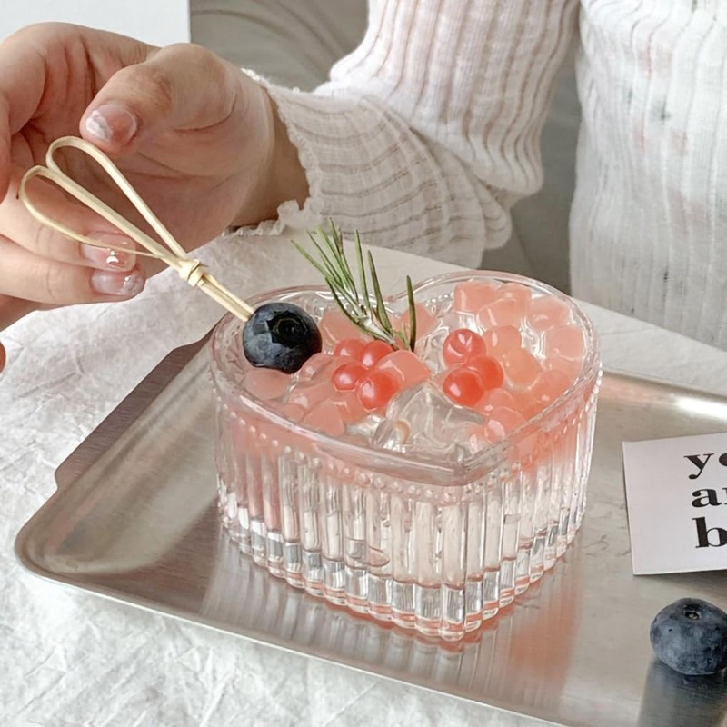 WAIT FLY Glass Heart-shaped Candy & Dessert Bowl - Fruit