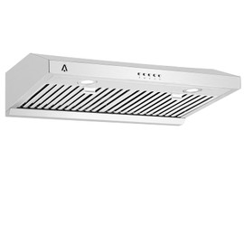 GarveeHome 30 Inch Under Cabinet Range Hood with 400-CFM, Stainless Steel Kitchen Hood with 3-Speed Exhaust Fan and LED Light, Stove Vent Hood for Kitchen, Strong Suction, Touch Button Control Panel