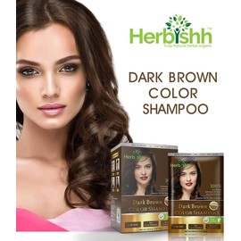Herbishh Hair Color Shampoo 2 Travel Pack Combo + 1 Pro-Keratin Argan Hair Mask for Deep Conditioning & Hydration 3 in 1 Permanent Hair Dye Shampoo for Grey Hair (Dark Brown)