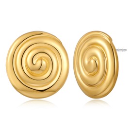 MUYAN Gold Vintage Round Swirl Stud Earrings for Women Trendy Round Spiral Textured Disc Stud Earrings Jewelry