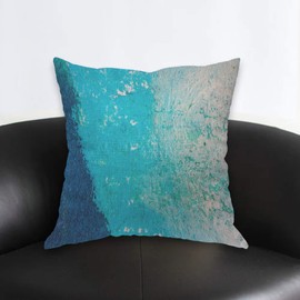 AOYEGO Blue Abstract Watercolor Macro Texture Throw Pillow Cover Aquarelle Ocean Doodle Liquid Water Grain Graphic Pillow Case 18x18 Inch Decorative Men Women Room Cushion Cover for Home Bed