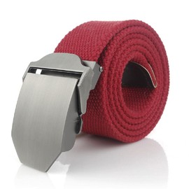 Canvas Belt, 110cm Men's Female's Casual Jeans Belt Canvas Work Belt with Heavy Duty Quick Release Metal Buckle for Training, Leisure, Work, Outdoor Sports and Daily Casual Using Red