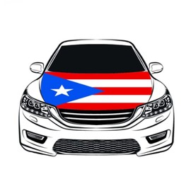 Puerto Rico Flag Car Hood Cover, 4 ft x 5 ft, Elastic Polyester, Car Bonnet Banner, Universal Fit, Car Decor, Patriotic Gift