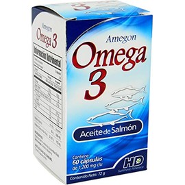 Omega 3 Amegon Aceite de Salmón cápsulas de gelatina blanda fuente de DHA y EPA