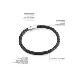 Rafaela Donata - Leather Bracelet - Genuine Leather Stainless Steel - Many Sizes, Leather Jewelry, Genuine Leather Bracelet - 60160094