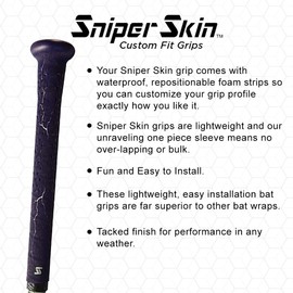 SNIPER SKIN Baseball & Softball Bat Grip | Better Alternative to Grip Tape | Easy to Install, Lightweight, Waterproof Replacement Grip | Universal Sizing for Adults & Youth| Blue Hex