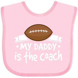inktastic Football My Daddy Is the Coach Baby Bib Pink 2cd7f