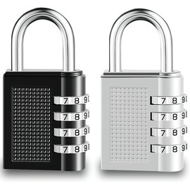 Candado de combinación 4 dígitos, 2 piezas negro y plata – Alta seguridad