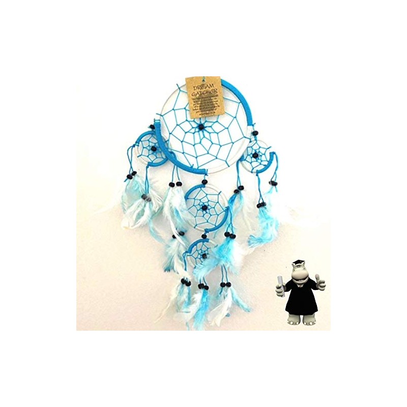 Smart Hippo Sky Blue Turquoise & White Football Dream Catcher