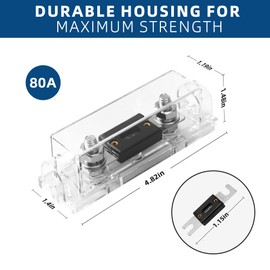 4-8 Gauge AWG in-line Fuse Holder with 80A ANL Fuses for Car Audio, Alarm, Amplifier, Compressors, Automotive Fuse Holder 80A