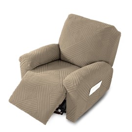 NORTHERN BROTHERS Recliner Chair Covers - Lazy Boy Recliner Covers That Stay in Place, 4 Pieces Reclining Chair Cover Recliner Slipcovers 1 Seater, Khaki
