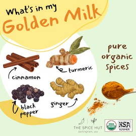 Organic Golden Milk Turmeric Powder with Ginger - All Natural, No Added Sugar, Great for Golden Milk Lattes, 3.5 oz, The Spice Hut