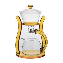 Mozeo Lazy Kungfu Teapot Glass Semi-automatic Tea Maker Suction Automatic Water Brewing Teapot Office Flower Glass Tea Set (Yellow Single)