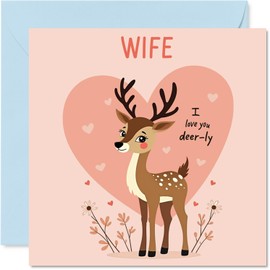 Wife Birthday Card - Love Heart - Happy Birthday Card for Wife from Husband Partner, 145mm Love Heart Bday Greeting Cards