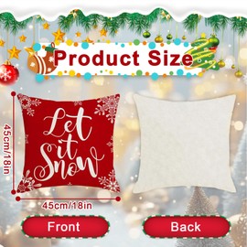 Christmas Cushion Covers 45 x 45 Set of 4 Christmas Pillow Covers Christmas Decoration Gray Winter Snowflake Merry Christmas Decorative Throw Pillow Case Xmas Cushion Cover for Indoor House Sofa,Red