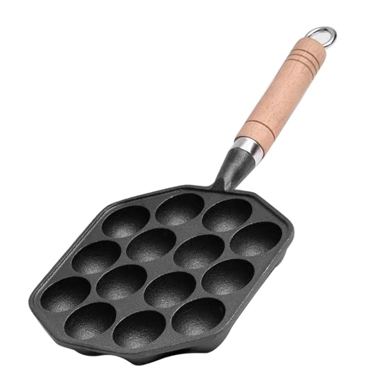 Cunyuer 14 Holes Takoyaki Pan Nonstick Cast Iron Octopus Meat