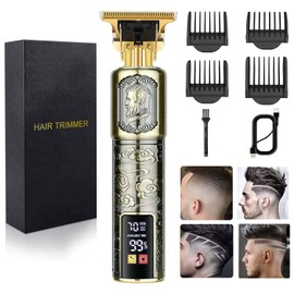 Cortapelos para hombre, cortapelos inalámbricos, cortapelos con hoja en T, kit profesional de corte de pelo y aseo recargables, kit de corte de afeitadora con visualización LCD (figura 03)