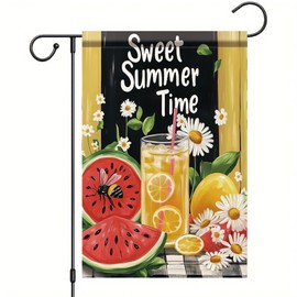 Starlit Patio Sweet Summer Time Garden Flag Double Sided 12 x 18 Watermelon Lemonade Rustic Yard Decoration Seasonal Outdoor Banner for Porch Patio Lawn Home Decor Small Garden Flag