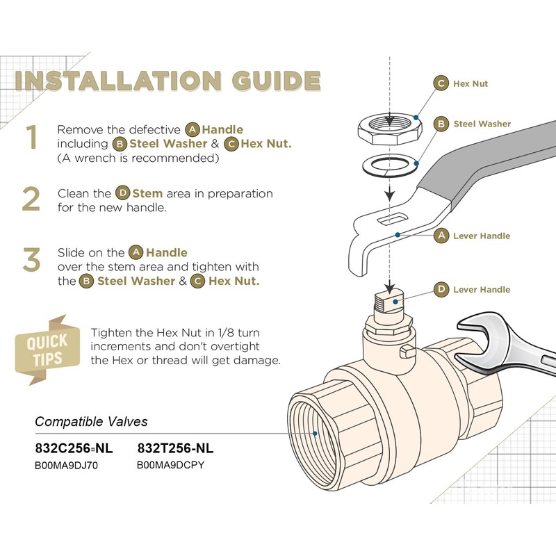 MIDLINE VALVE Replacement Lever Handle for MIDLINE VALVE 610 Series