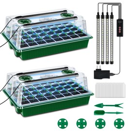 BEIUEN Seed Starter Tray with Grow Light, 2 Packs 80 Cells Seedling Starter Trays with Humidity Domes, Seed Germination Kit Adjustable Light Seed Starting Trays.