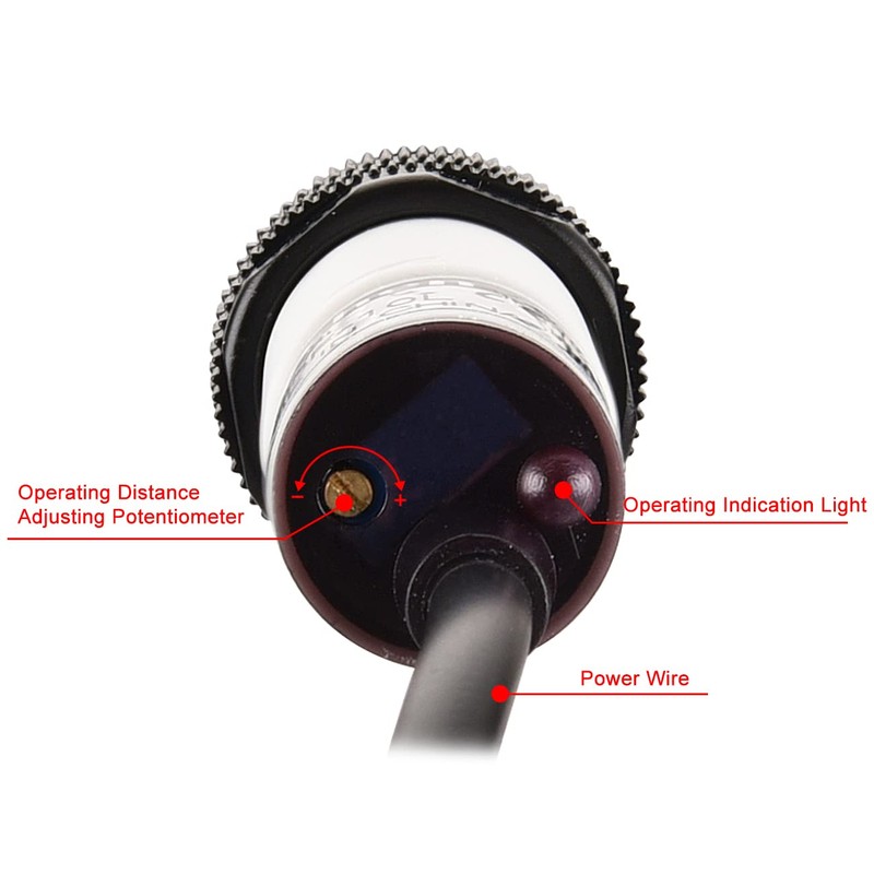 Heschen M18 Column Infrared Photoelectric Proximity Switch, Diffuse Reflection Type,