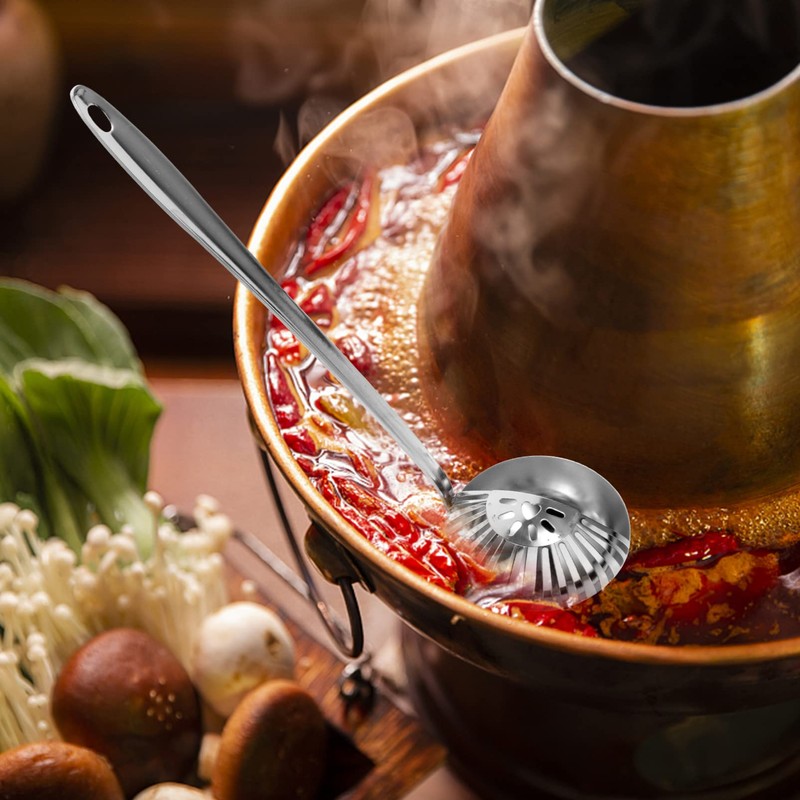 Kichvoe Stainless Steel Slotted Cooking Spoon - 2-in-1 Oil Strainer