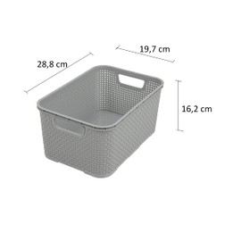 BranQ - Home essential Set of 3 Plastic Rattan Baskets made of Bisphenol A (BPA)-Free Polypropylene, Light Grey, Size M (10 Litres)
