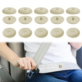 Kutyun 10 Sets Universal Fit Seatbelt Stopper Kit, Snap-on Seat Belt Button Stop, Car Accessories Plastic No Welding Required Seat Belt Buckle Button Prevent Seatbelt Clip from Sliding Down (Beige)