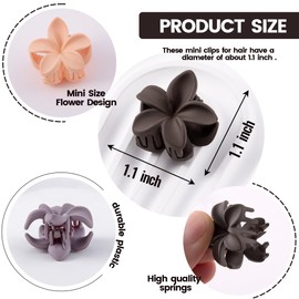 hisial 30PCS Mini Flower Hair Clips for Women Girls Small Claw Clips Cute Tiny Barrettes Decorative Hair Accessories（Matte Khaki/Black/Light Pink）