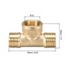sourcing map Brass Tee Pipe Fitting G1/2 Male x G1/2