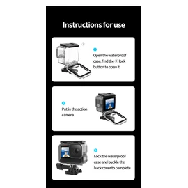 CamGo Telesin Waterproof Case for GoPro Hero 13 / Hero 12 / Hero 11 / Hero 10 / Hero 9 Black