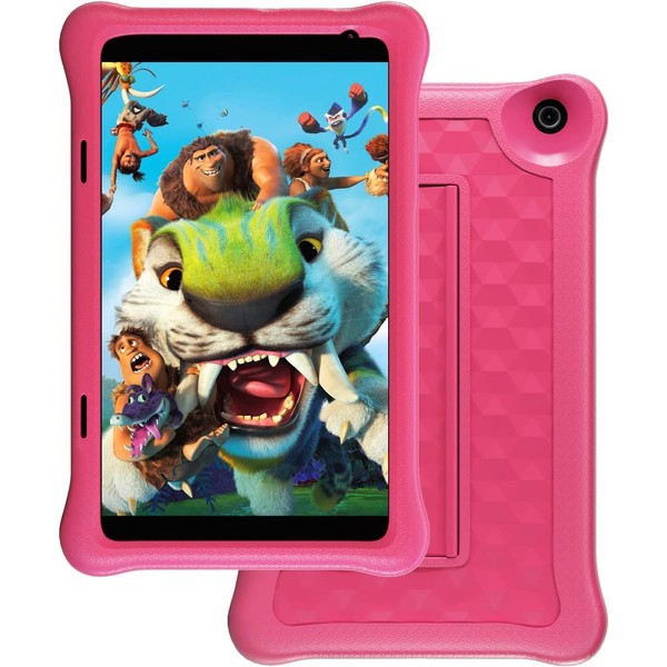 HiGrace Kids Tablet 8 inch, Android 11 Tablet for kids with Kidoz Installed, Parental Control, 2GB RAM+32GB ROM, 1280 * 800 FHD, WIFI, Bluetooth, Kids Edition Tablet with Protective Case (Pink)
