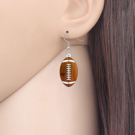 TIZURO Acrylic Fun Rugby Earrings American Football Sports Game Dangle Novelty Jewelry For Women Sports Lovers Charms Party Gifts (Brown)